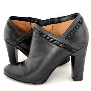 Via Spiga Leather Ankle Boots, Black w/Zip, sz 8